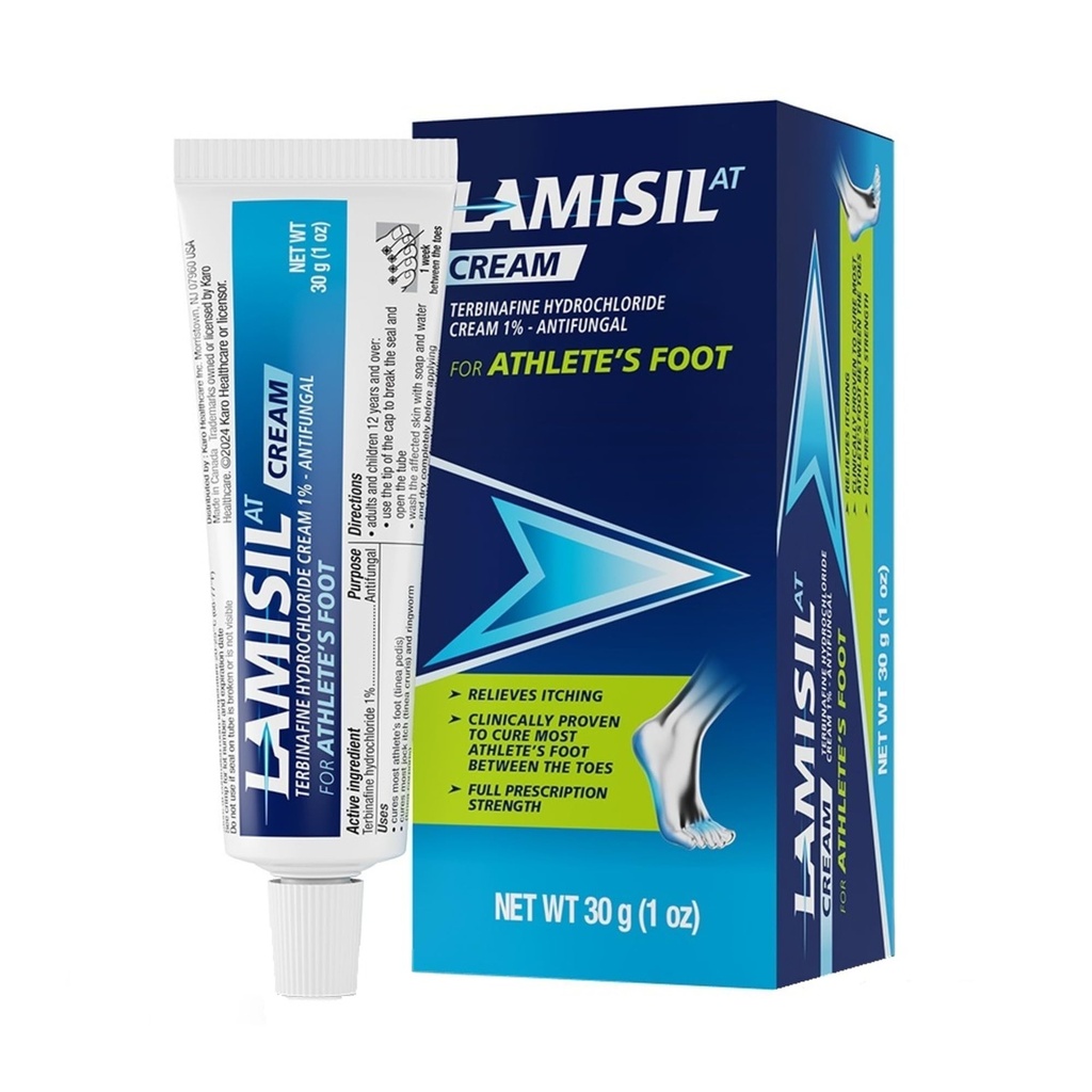 Lamisil Athlete's Foot Cream, 1 Week Treatment, Prescription Strength Terbinafine Hydrochloride, Fast Symptom Relief, Cures Most Athlete's Foot, 30 g (1 oz) - 1 pk