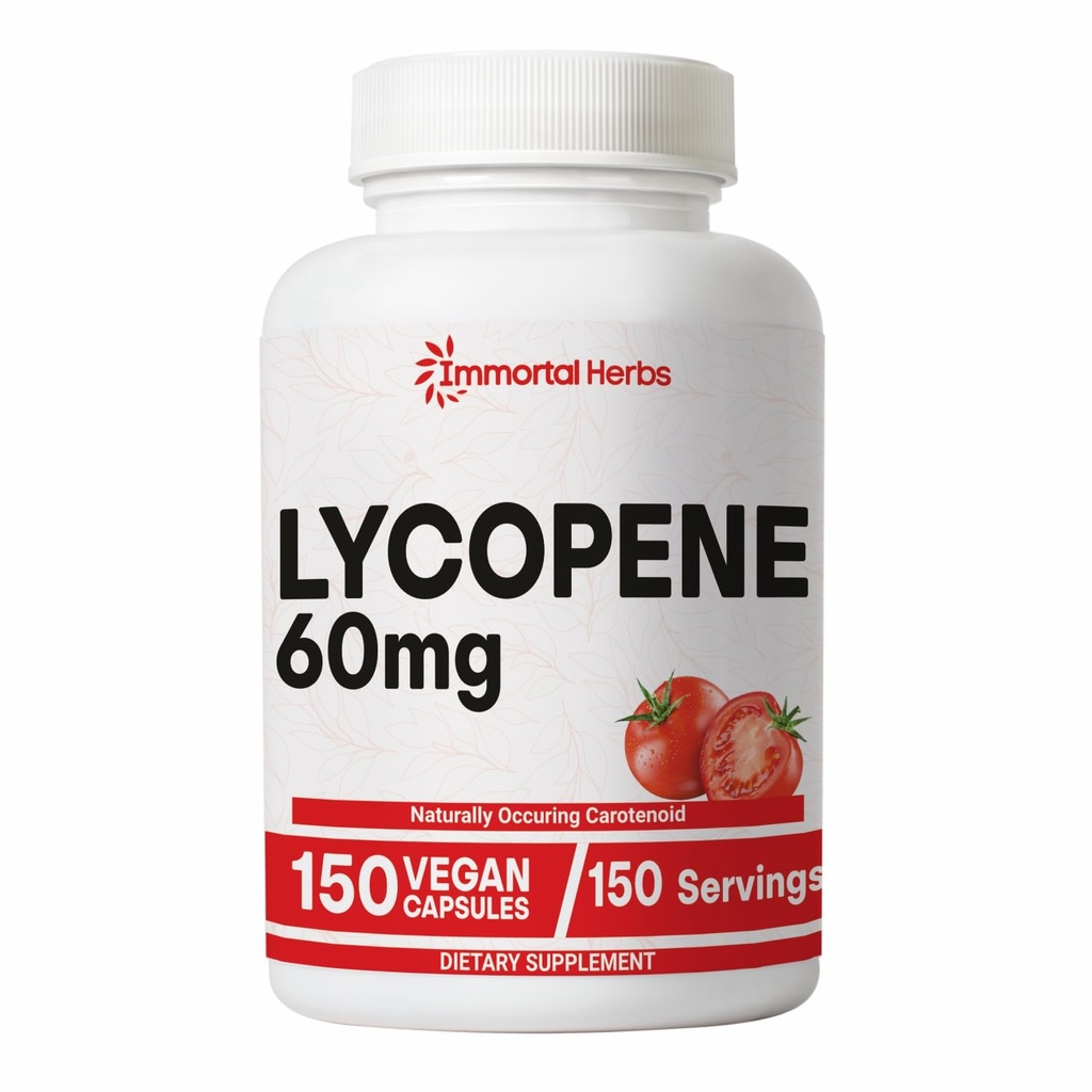 Lycopene Supplement for Men 60mg, 150 Capsules, Natural Tomato Extract Powder, 4 Month Supply, 100% Veg Lycopene Complex, Non-GMO and Gluten Free Carotenoid Supplement