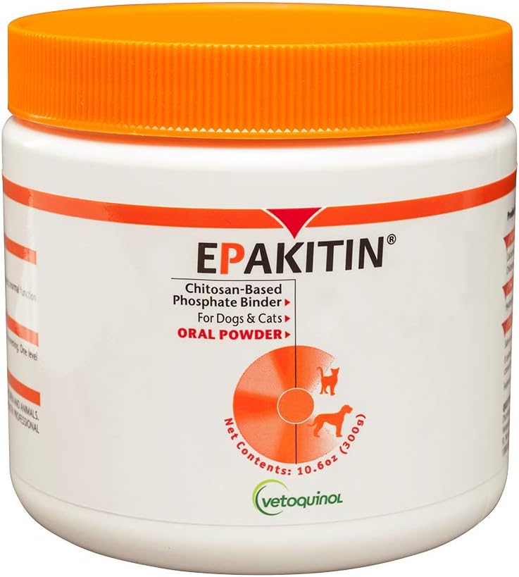 Vetoquinol Epakitin Chitosin-Based Phosphate Binder for Cats & Dogs – Renal Support Supplement Powder - 300g