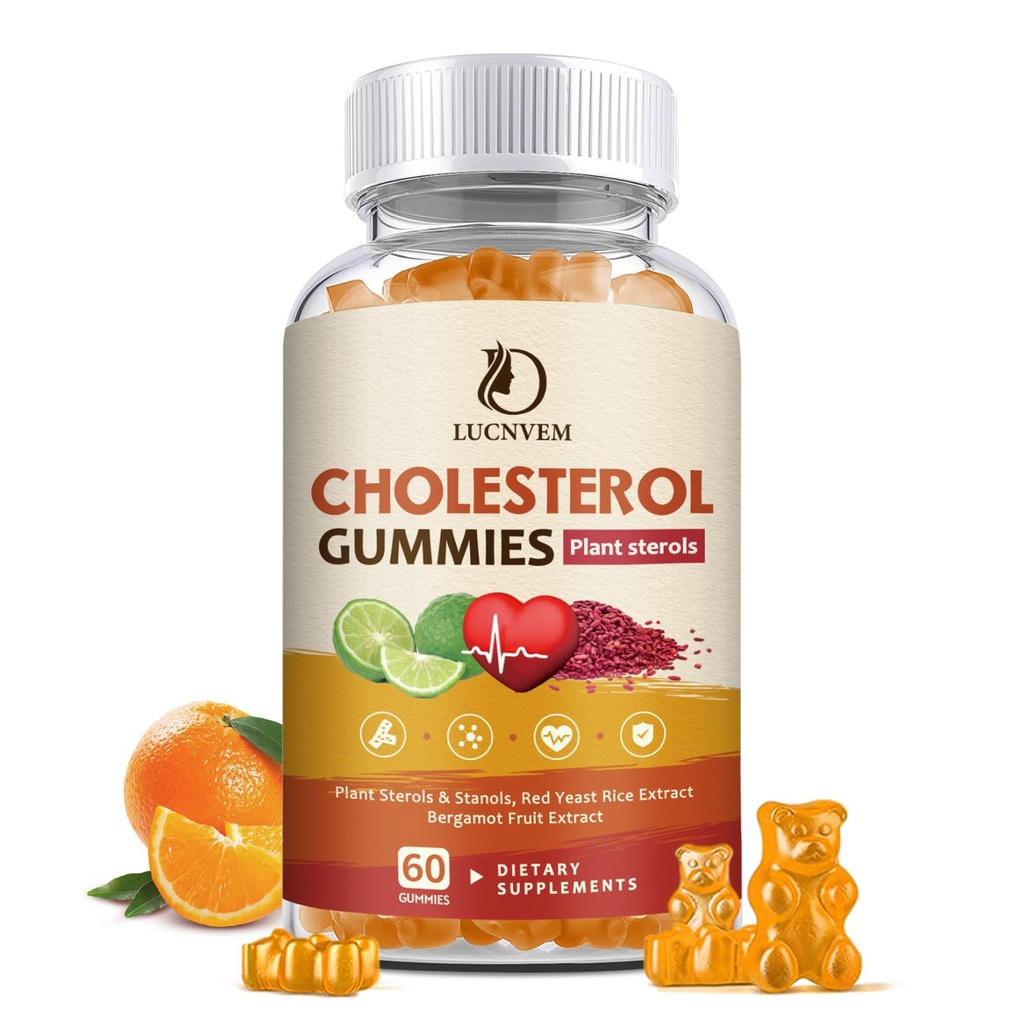 LUCNVEM Cholesterol Supplements Gummies for Cholesterol Healthy, Natural Cholesterol Complex for Maintain Healthy Cholesterol Levels, Daily Easy Cholesterol Gummies Snacks - 30 Day Supply