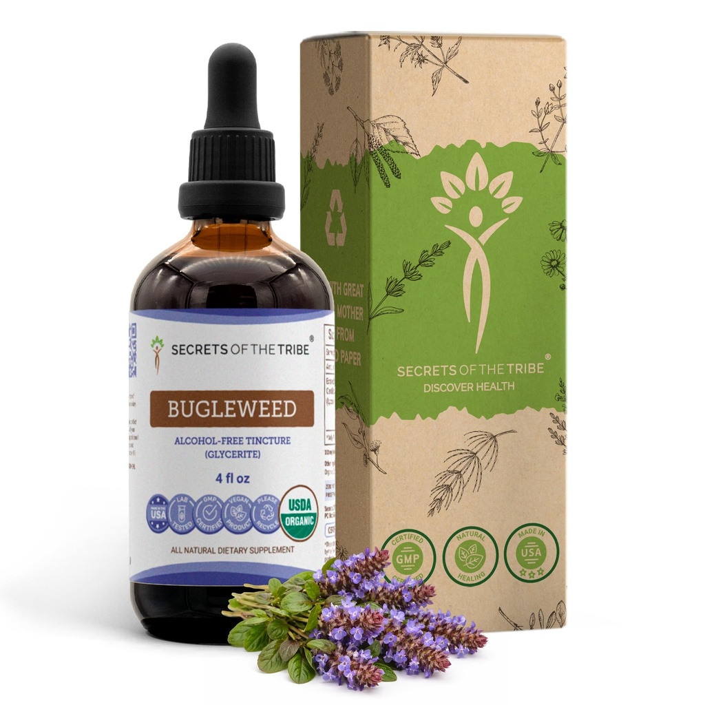 Secrets of the Tribe Bugleweed Tincture Alcohol-Free Liquid Extract, USDA Organic Bugleweed (Lycopus Virginicus) Dried Herb (4 FL OZ)