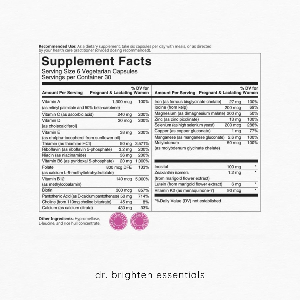 Dr. Brighten Prenatal Plus and Women's Probiotic Pregnancy Support Bundle - Vitamins, Minerals, Probiotics, Prebiotics, and Antioxidants for Pregnant or Nursing Mothers, Non-GMO Vegan, No Gluten