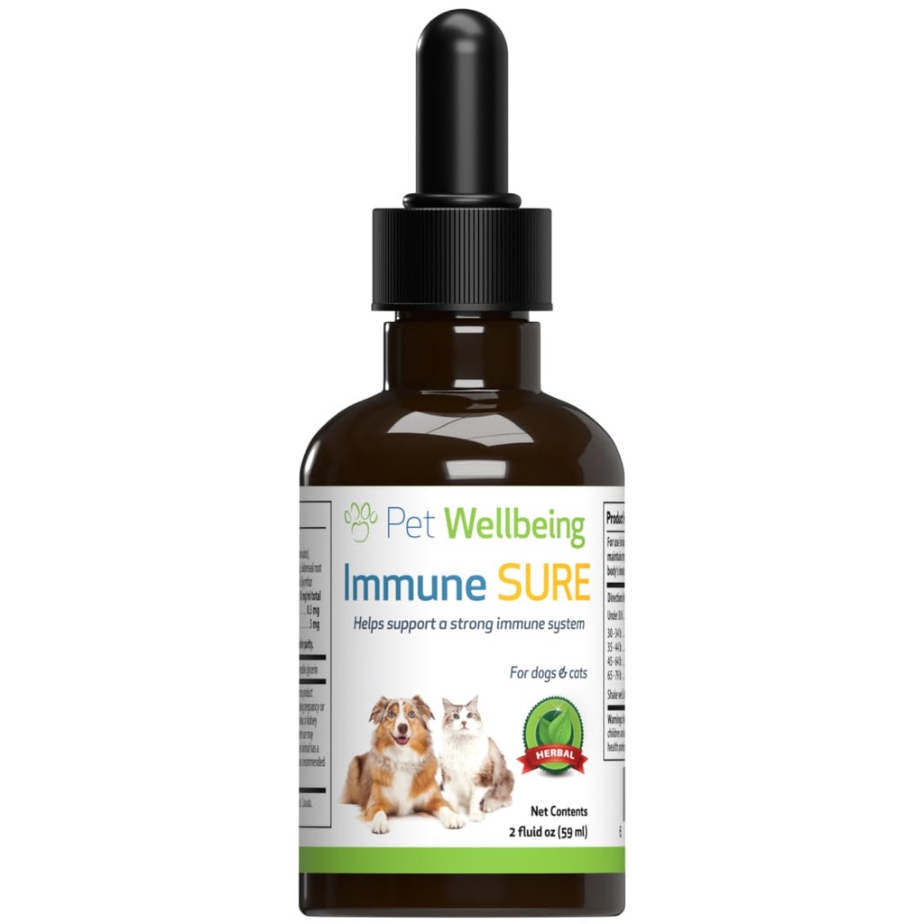 Pet Wellbeing Immune Sure for Cats - Supports Normal Immune Defenses, Gut Flora Balance, Andrographis, Echinacea, Vitamin C, Zinc - Veterinarian-Formulated Herbal Supplement 2 oz (59 ml)