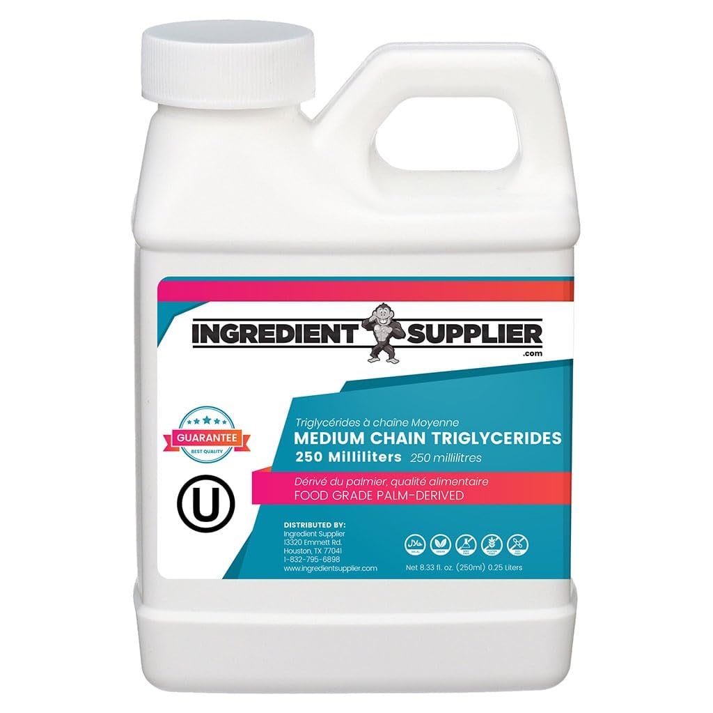 MCT Oil - 250mL (8.33 Oz.) Sustainable Palm Derived - USP Food Grade - Non GMO - Halal - for Sports Nutrition, Keto or Paleo Diet, Clean Energy, Extracts