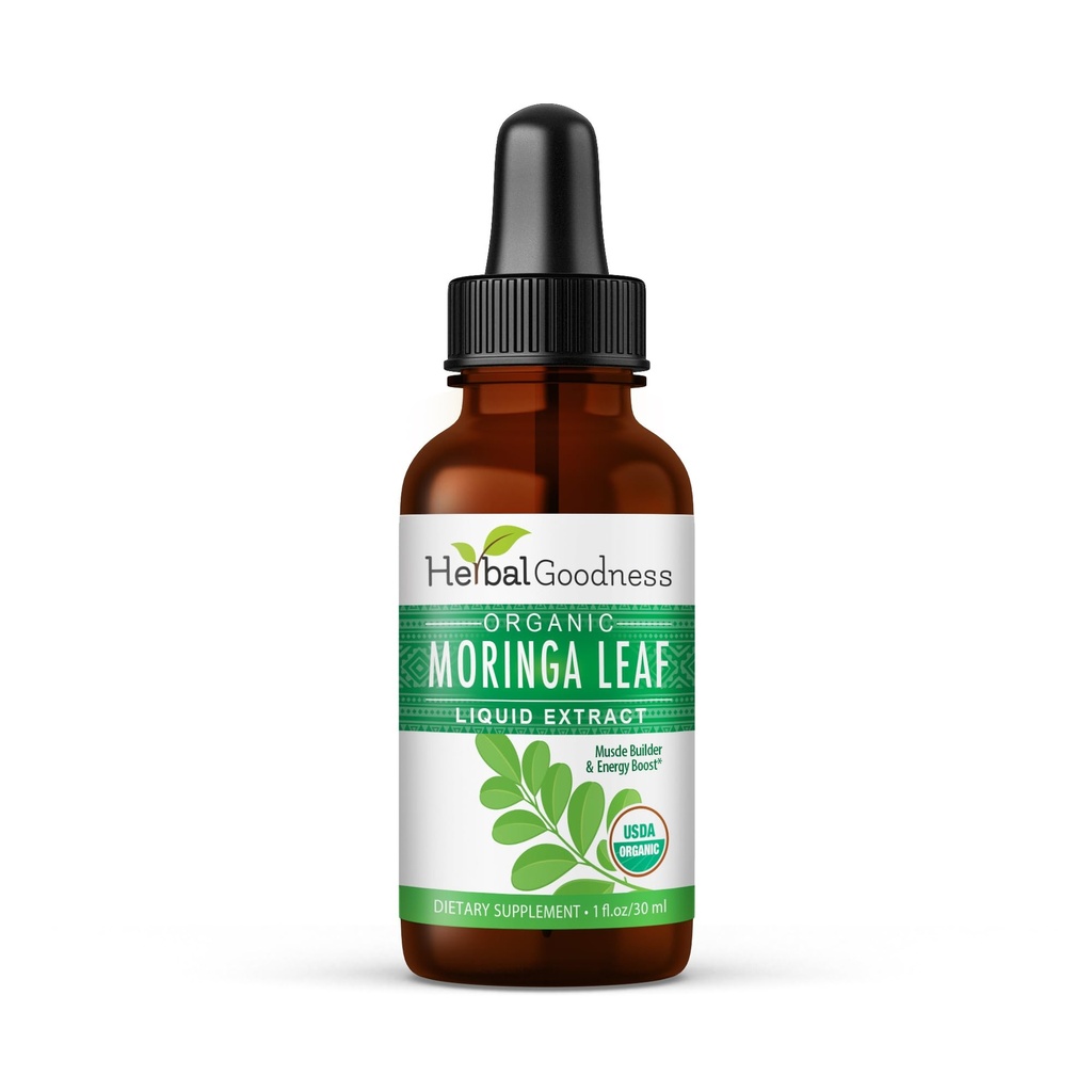 Herbal Goodness Moringa Extract Liquid Drops 1 Fl. oz - Superfoods Tincture for Energy & Immune Support, Organic and Highly Bioavailable Alternative to Moringa Capsules & Powder, Non-GMO Vegan