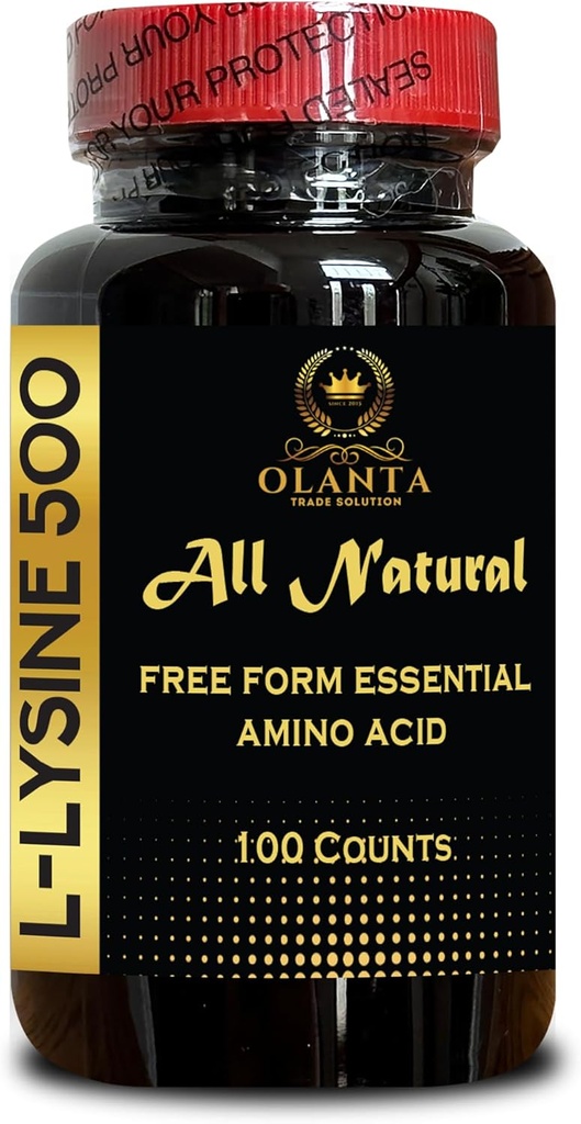 L-LYSINE Supplement Amino ACIDS - Healthy Muscle Development, Amino Acids Supplement L-Lysine, Essential Amino Acid, Supports Collagen Synthesis, Pure Active L-Lysine - 1 Bottle 100 Counts