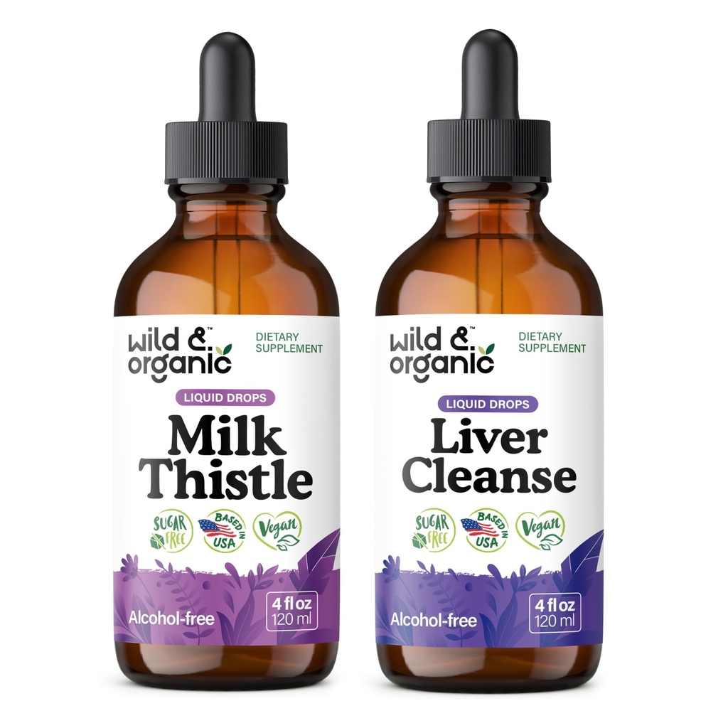 Wild & Organic Milk Thistle Tincture 4 fl oz & Liver Cleanse Tincture 4 fl oz