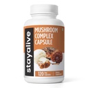 STAY ALIVE Mushroom Complex 1000mg, 6-in-1 Mushroom Supplement w/Lions Mane, Reishi, Chaga, Cordyceps, Maitake and Turkey Tail Extract Powder, 120 Vegan Pills, Non-GMO & Gluten Free Herbal Capsules