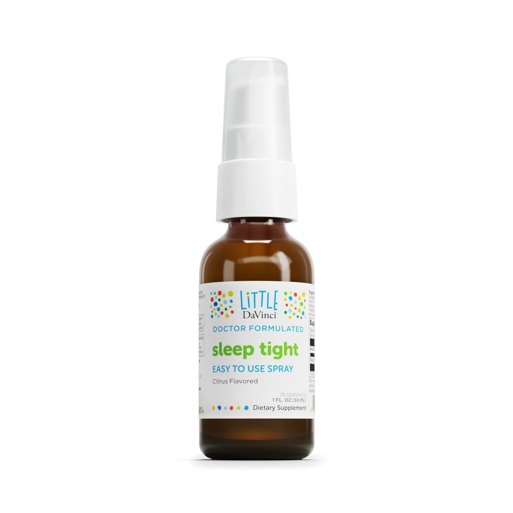 Little DaVinci Sleep Tight - Kids Melatonin Supplement to Support Restful Sleep, Focus, Cognitive Health and Social and Verbal Skills* - With 3mg Melatonin - Citrus Flavor - 30ml, 75 Servings