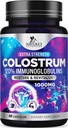 Colostrum Supplement 1000mg Per Serving - Max Strength 20% Immunoglobulins for Gut & Immune Support - Natural Bovine Powder for Muscle, Skin & Hair Support - Unflavored & Bottled in USA - 60 Capsules