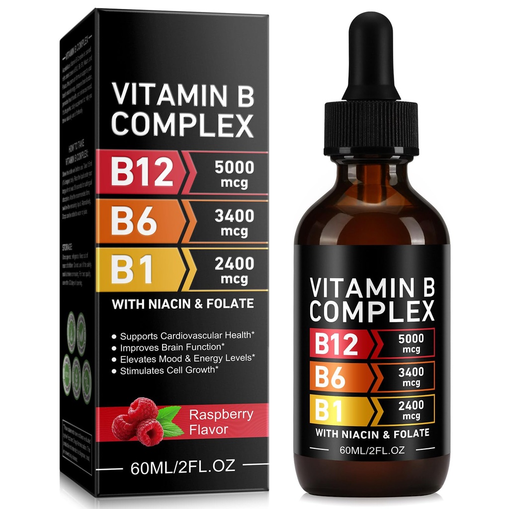 Vitamin B Complex, Organic B Complex Vitamins for Women, Vitamin B Complex Liquid, Vitamin B12 Methylcobalamin,b6,B1,B9 for Metabolic Health Support, Vegan, Non-GMO, Gluten Free (1)