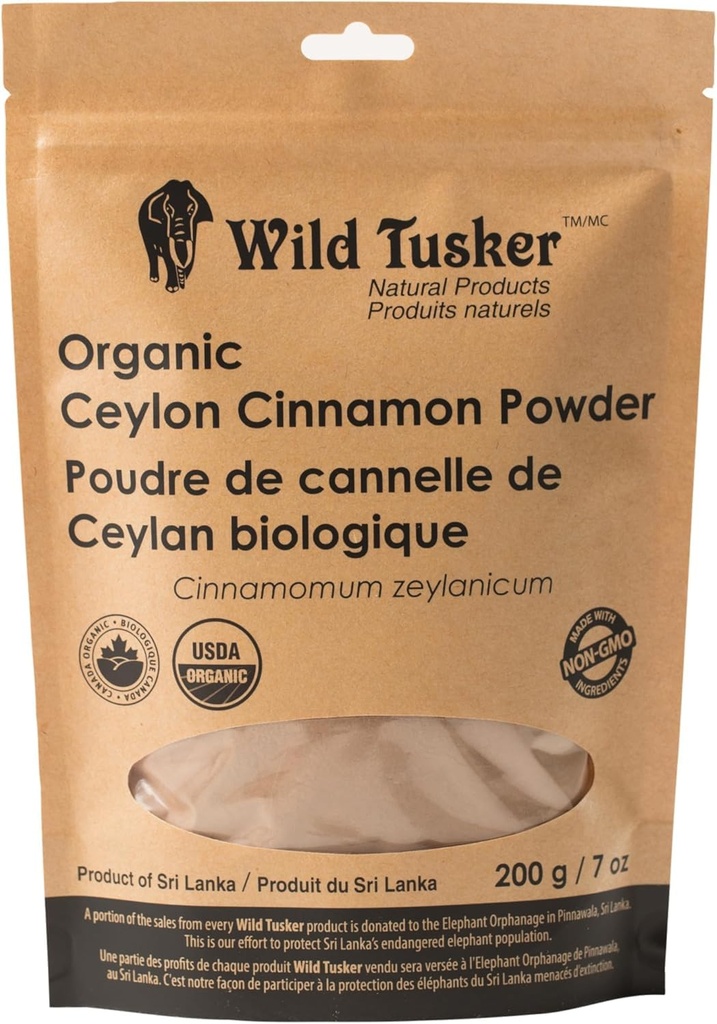 Organic Ceylon Cinnamon Powder – Certified, Gluten-Free, Low Coumarin, Non-GMO, Perfect for Baking, Cooking & Smoothies – Natural Flavor & Aroma for Healthy Living, 65g Pack