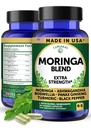 Lunakai USA Made Pure Moringa Capsules – Advanced Moringa Leaf Extract Supplement with Ashwagandha, Boswellia, Ginseng & Turmeric, 60ct