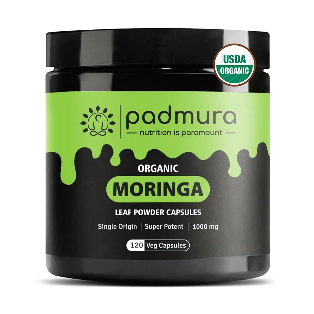 Organic Moringa Oleifera Leaf Powder Capsules 1000mg - for Immune Support, Lactation Support & Skin Health | USDA Organic Certified | Non GMO | Gluten Free | Vegan - 120 Veg Capsules