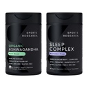 Sports Research® Sleep Pack - Organic Ashwagandha – Adaptogen for Relaxation, Calm & Sleep Support 600 mg + Sleep Complex- Melatonin-Free Vegan Capsules
