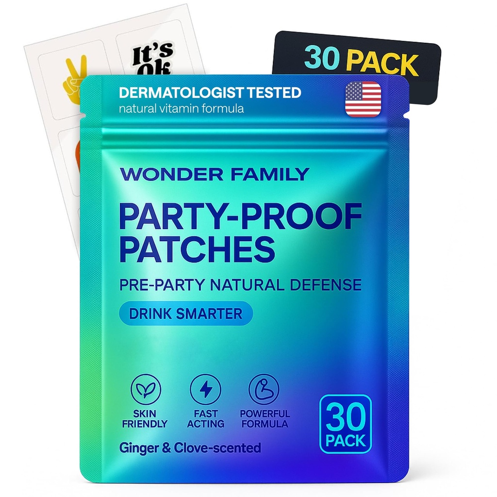 Recovery Patches for Women & Men – Clear Mornings after Parties and Nights Out – Contain Vitamins A, C, D, E, & B, Ashwagandha, Boswellia, Glutathione, Milk Thistle Extract – 30 Green Patches