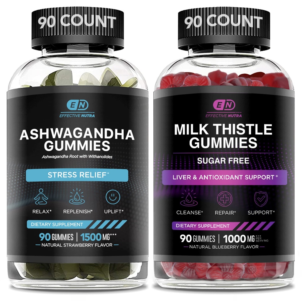 EFFECTIVE NUTRA Ashwagandha Gummies & Milk Thistle Gummies