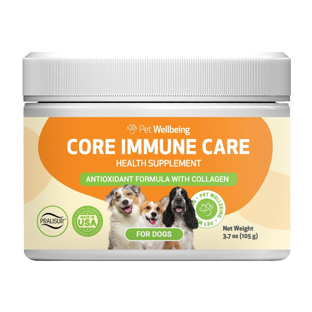 Pet Wellbeing Core Immune Care for Dogs - Daily Antioxidant Support for Pets of All Ages - Veterinarian Formulated Holistic Immune Support - 3.7 oz (105 g) Powder