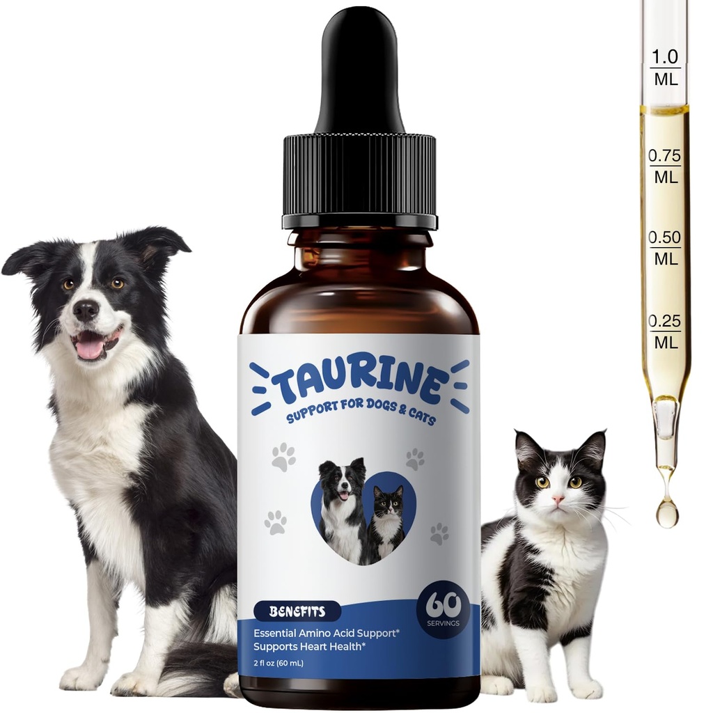 Taurine Supplement for Dogs & Cats Liquid Drops, Amino Acid Support for Heart, Muscle & Daily Vitality, Canine & Feline Nutrition Supplement, 60 mL