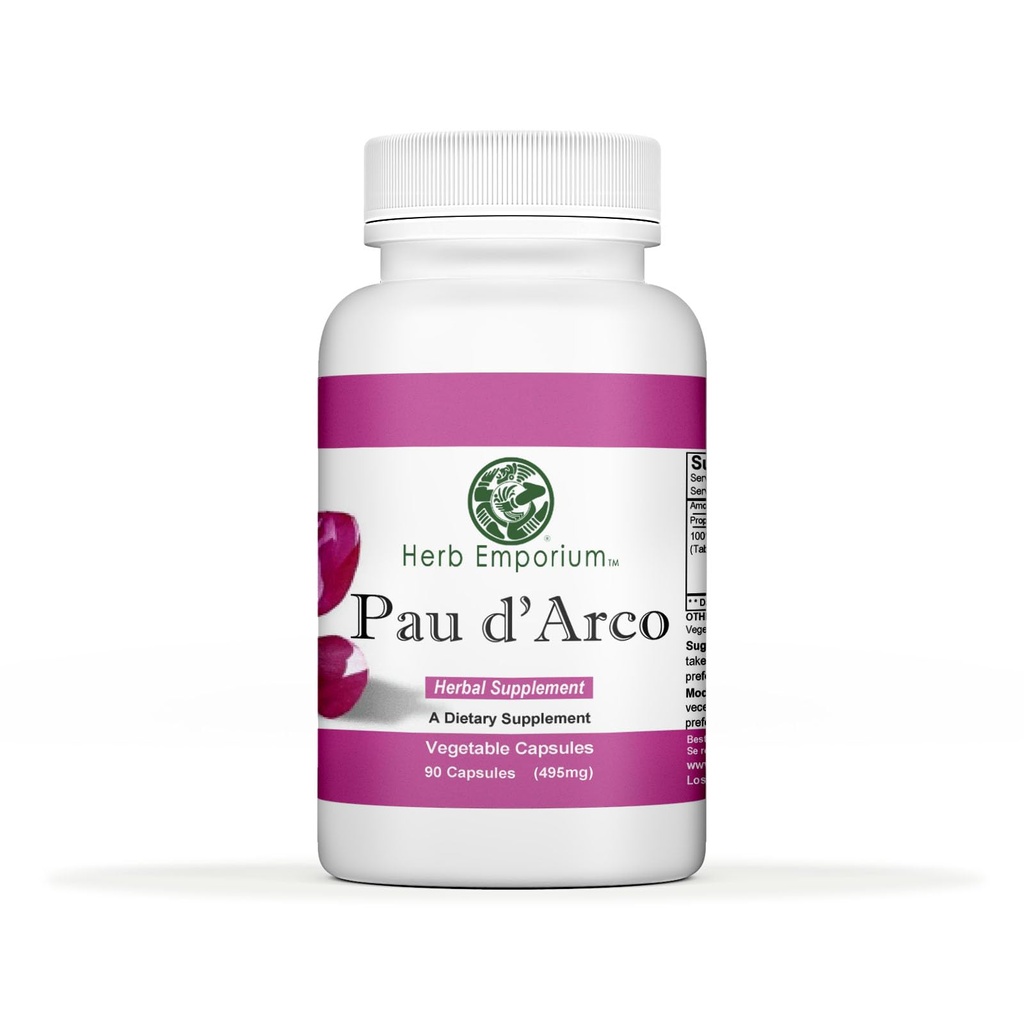 Herb Emporium PAU D'Arco Inner Bark (Tabebuia impetiginosa) 90 Capsules 495mg for Immune Support and Healthy Digestion (Pack of 1)