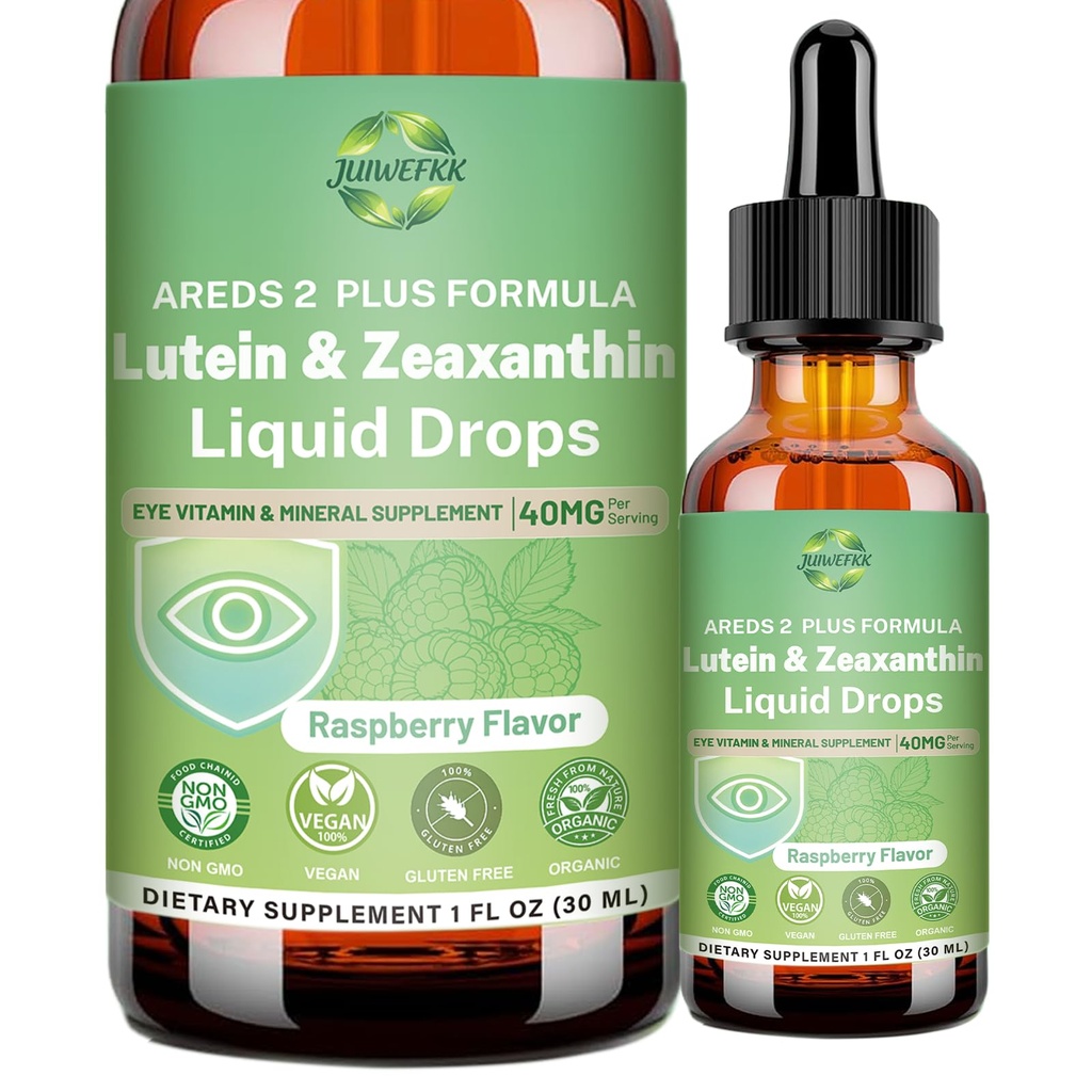 Lutein and Zeaxanthin Supplement Liquid Drops 40mg AREDS 2 Plus Eye Vitamin & Mineral Supplement with Vitamin C E Zinc Copper for Blue Light Protection Eye Health Support Non-GMO, Gluten Free