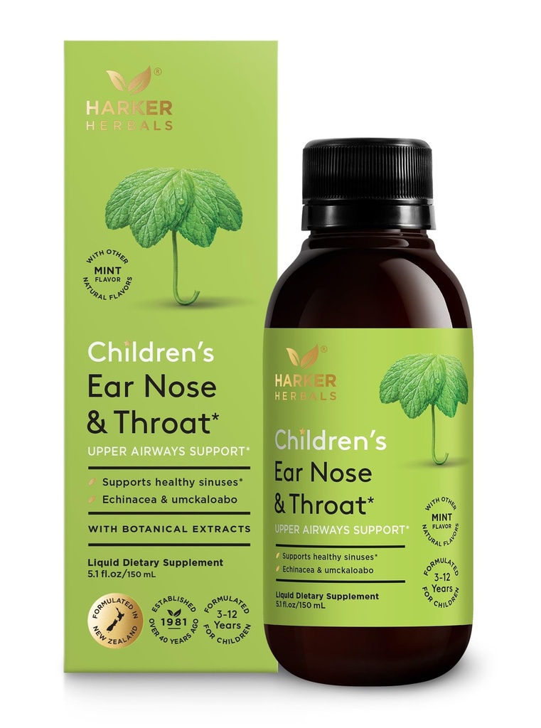 Children's Ear Nose & Throat Syrup, Herbal Formula for Sinuses & Seasonal Wellness Includes Echinacea, Pelargonium & Elderflower, Plant-Based - 5.1 Fl oz (30 Servings)