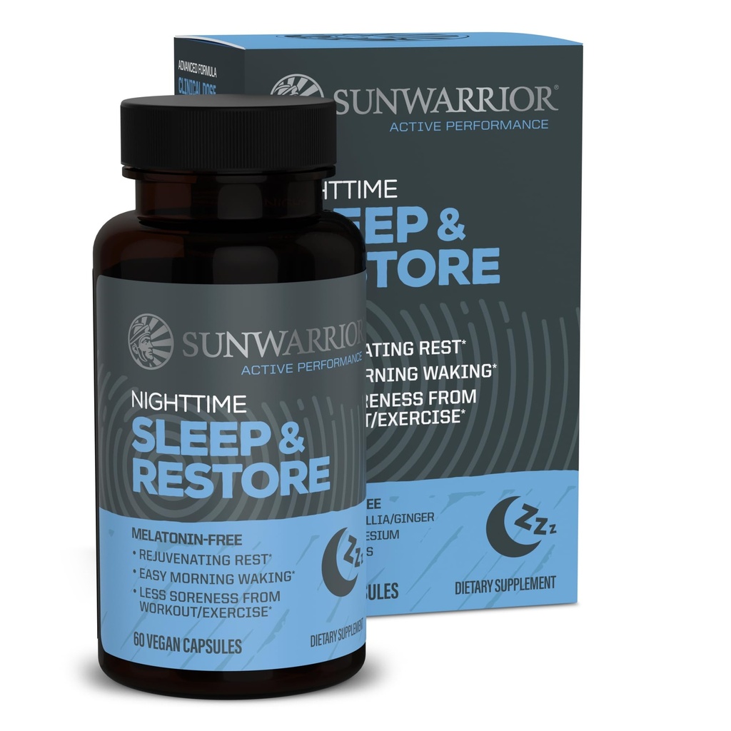 Sleep Support & Restore Capsules Melatonin-Free Sleep Aid for Deep Rest & Recovery Magnesium Chamomile Lemon Balm & Adaptogens for Relaxation Muscle Relief & Refreshing Mornings 60 Vegan Capsules