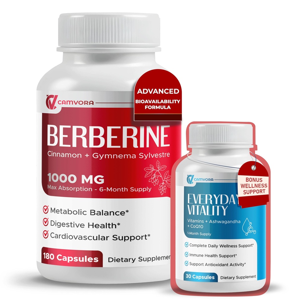 Berberine 1000mg Liposomal – 180 Capsules | Cinnamon & Gymnema | Max Absorption for Metabolic, Digestive & Heart Support