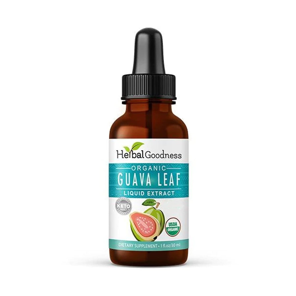 Guava Leaf Extract - Organic Guava Leaves - Hojas de Guayaba for Health & Wellness, Immune Support, Hair, Skin and Nails Supplement | Non-GMO |1oz Bottle - Herbal Goodness