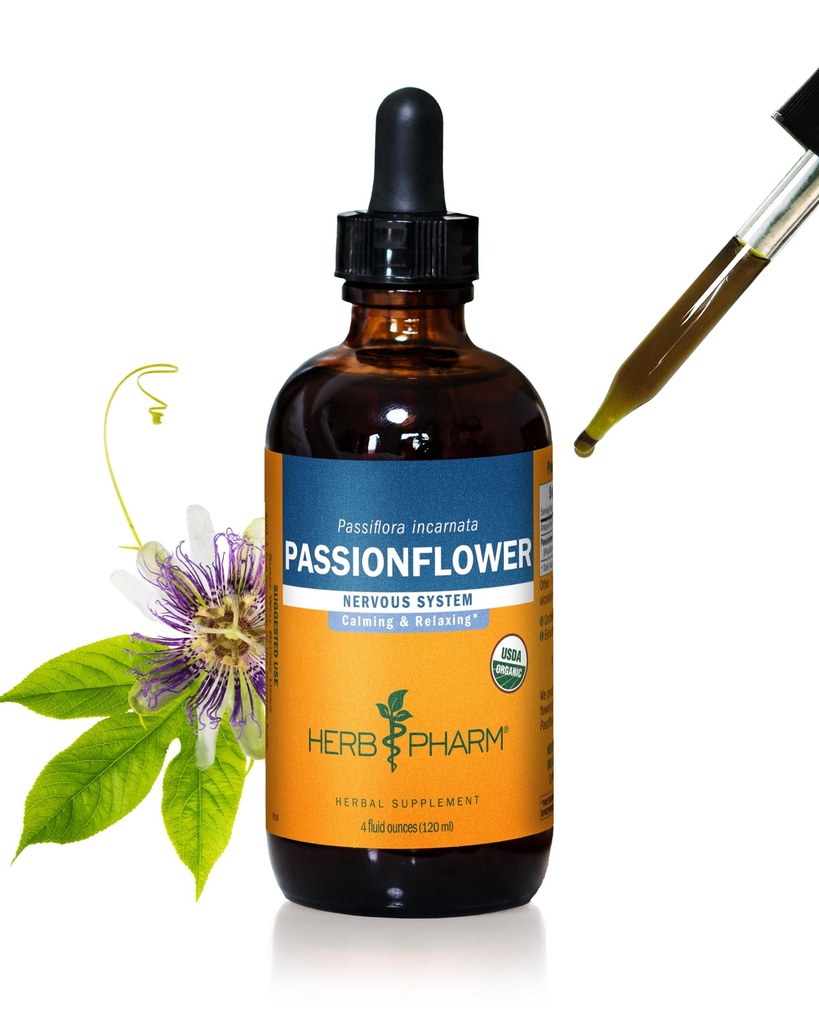 Herb Pharm Passionflower Liquid Extract: USDA Organic Calming Supplement, Passiflora incarnata for Exhausted Minds, Fast-Absorbing & Sugar-Free Passionflower Tincture, Up to ~12 Week Supply, 4 oz*