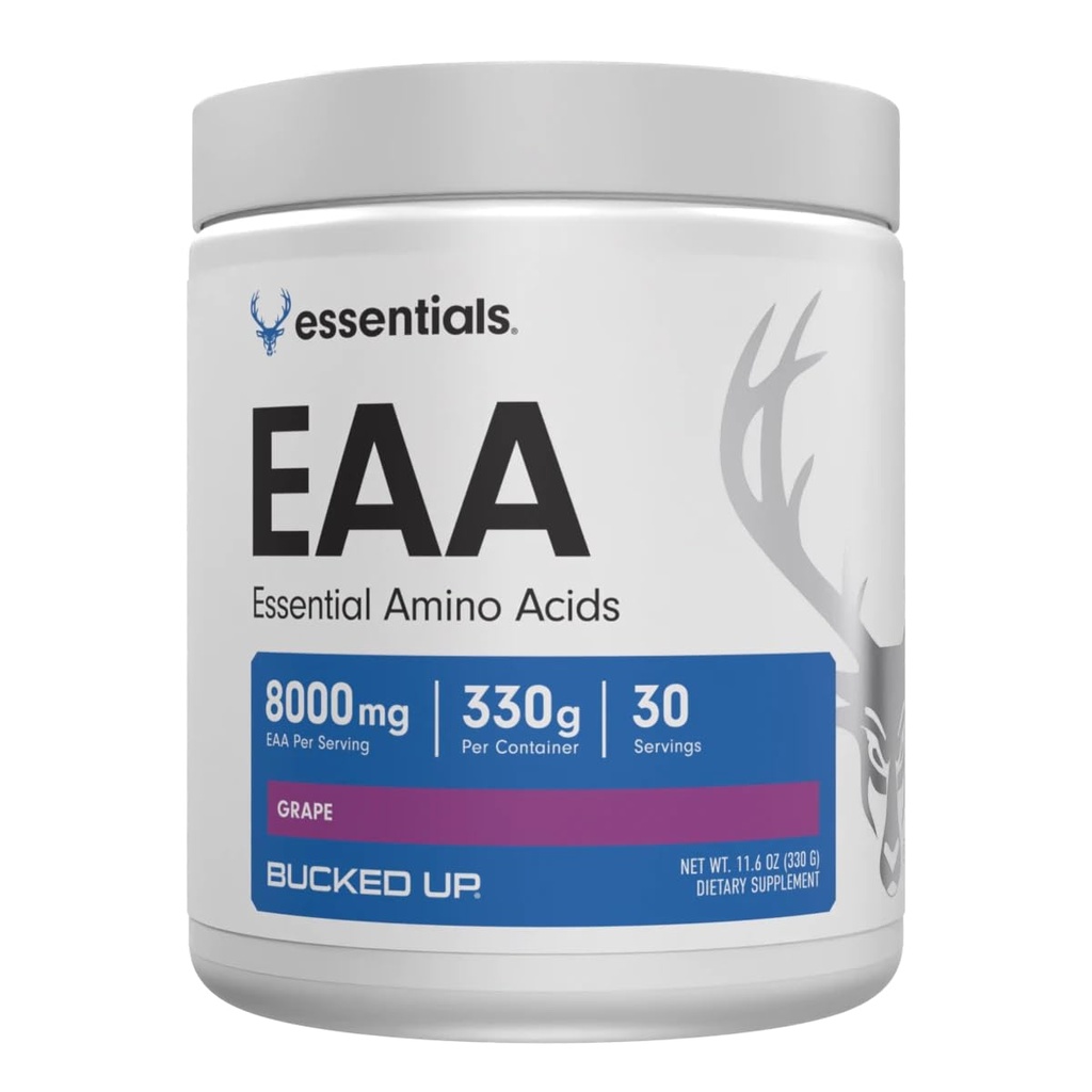 Bucked Up Essential Amino Acids - EAA Powder - Easy Mix, Non Clumping Formula - for Pre/Intra Workout - Grape Flavor - 30 Servings - 11.6 oz