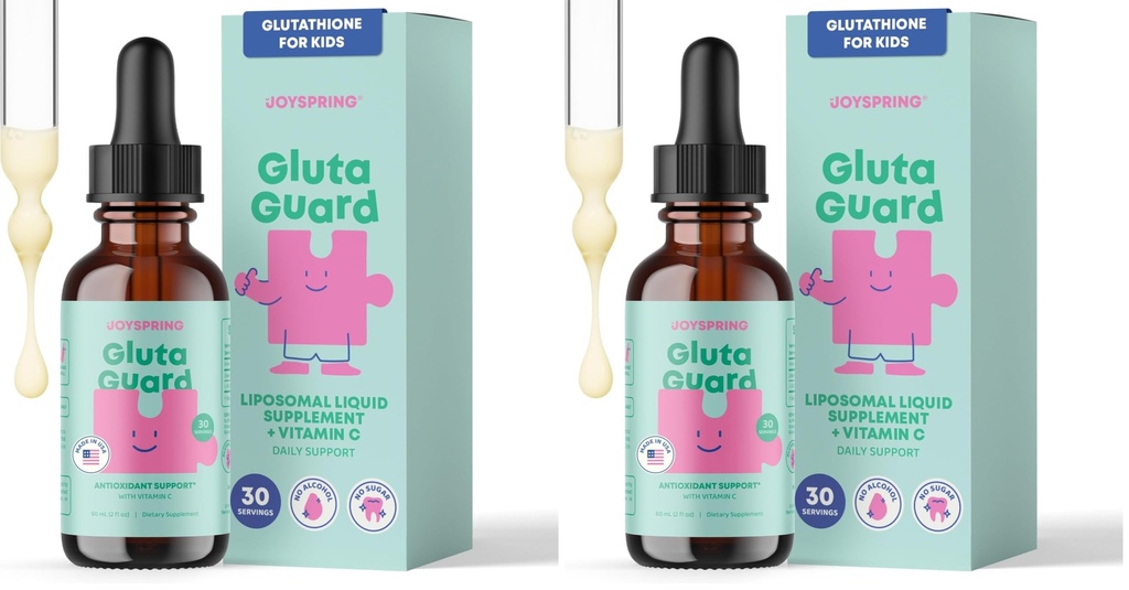 JoySpring Liposomal Glutathione Supplement for Kids | Supports Speech and Eye Contact | 50 MG Antioxidant L-Glutathione Drops | 2 oz Liquid Detox Supplement (Pack of 2)