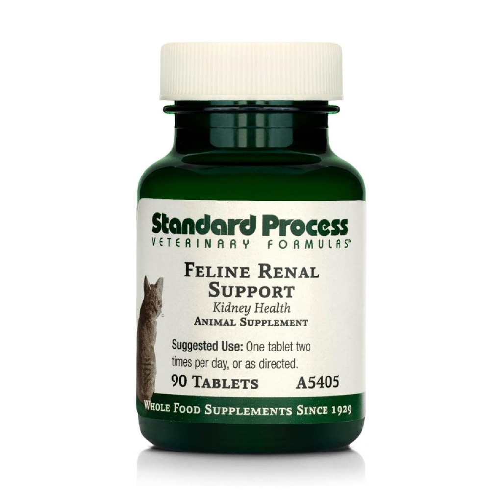 Standard Process Inc. Feline Renal Support - Cat Supplement to Maintain Kidney & Urinary Health, Cat Supplies with Whole-Food Based Ingredients, Feline Supplement to Aid Renal Function - 90 Tablets