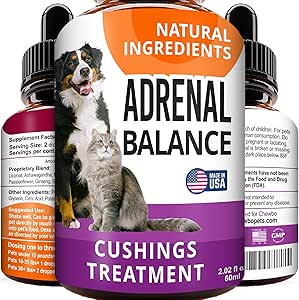 Adrenal Balance for Dogs and Cats - Cushings Treatment for Pets, Adrenal Support w/ Ashwagandha, Licorice Root, Rhodiola Rosea - 2oz Herbal Drops