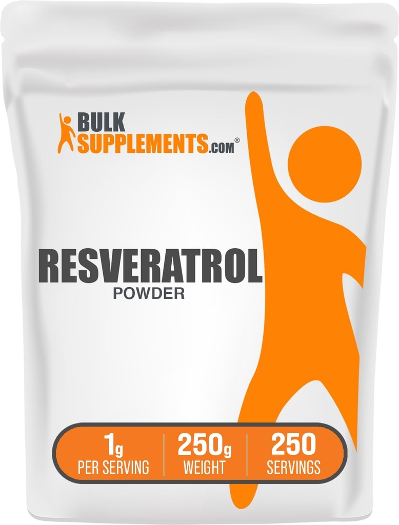 BulkSupplements.com Resveratrol Powder - Resveratrol Supplement, from Polygonum Cuspidatum - Antioxidant, Gluten Free, 1g per Serving, 250g (8.8 oz) (Pack of 1)