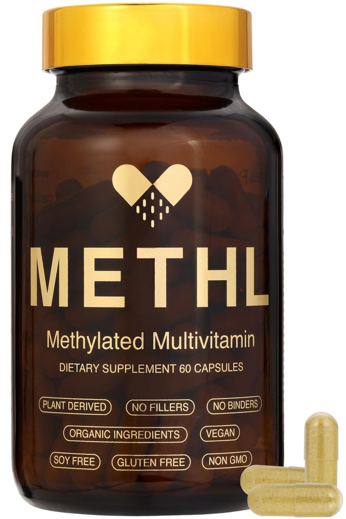Methylated Multivitamin Fermented Organic Greens & Turmeric, Activated B Vitamins (5‑MTHF & Methyl B12), Vegan, Gluten Free, Energy & Immune Support, 60 Capsules