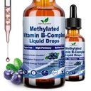 Methylated B Complex Liquid Drop Complete 9-in-1 Methyl B Vitamins w. B12 Methylfolate Inositol Choline TMG Vitamin C E, Super B-Complex Methylated for MTHFR Support, Energy Mood Nerve & Brain Health
