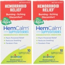 Boiron HemCalm Suppositories for Hemorrhoid Relief of Pain, Itching, Swelling or Discomfort - 10 Count (Pack of 2)