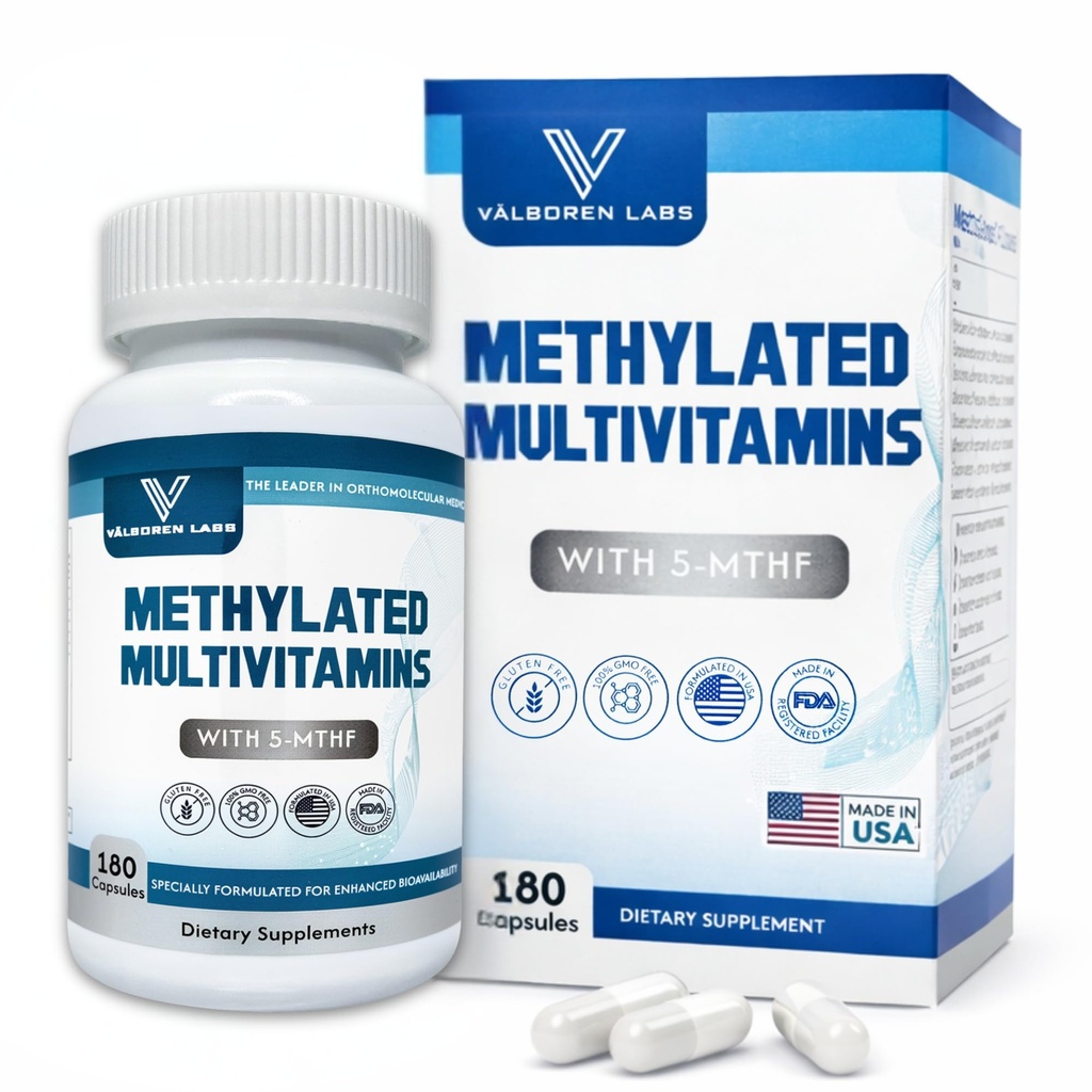 Methylated Multivitamin – Active Folate (5-MTHF) with Methyl B12, B2, B6 & B Vitamins – Supports Methylation & Healthy Homocysteine Levels – Bioavailable Formula for Men & Women – 180 Day Supply