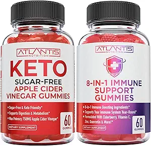 Atlantis Nutrition 8-in-1 Immune Support 60 Gummies + Sugar Free Keto Apple Cider Vinegar 60 Gummies