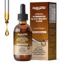 16-in-1 Wormwood Black Walnut Clove Tincture for Human Detox, Gut Cleanse & Digestive Health with Pumpkin Seed, Pau D’Arco, Garlic, Oregano, Soursop, Liposomal High Absorption, Mixed Berry, 2 Fl oz