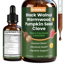 Black Walnut Wormwood Clove Tinture Cleanse for Humans - Gut Detox & Intestinal Health Digestive Support with Pumpkin, Oregano, Garlic Bulb, PAU D’Arco - Non-GMO, High Absorption, 2 Fl OZ