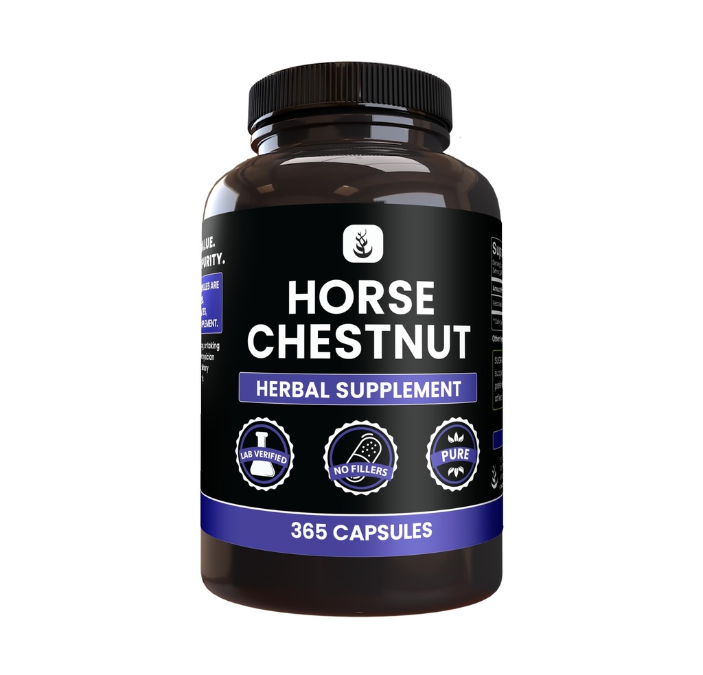 PURE ORIGINAL INGREDIENTS Horse Chestnut (365 Capsule), No Magnesium Or Rice Fillers, Always Pure, Lab Verified