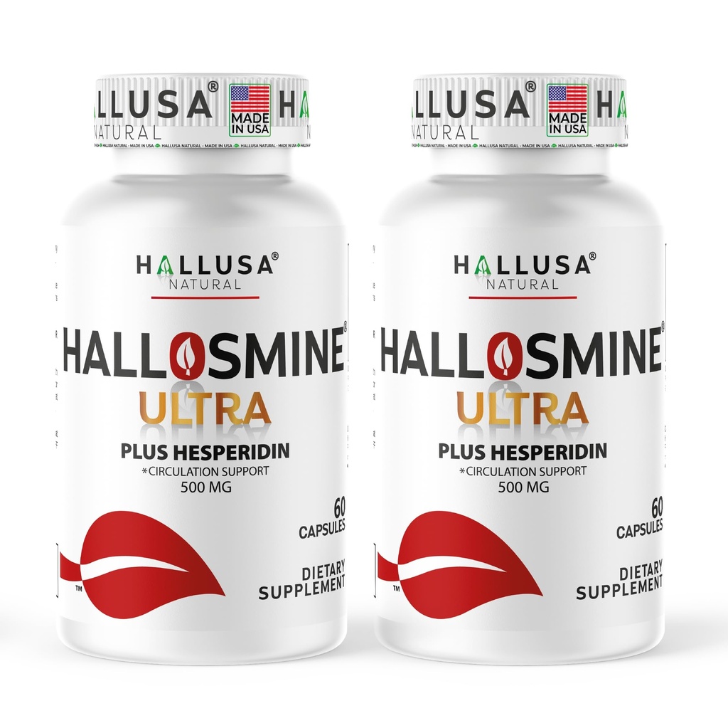Hallusa Natural Hallosmine Ultra Diosmin 500mg & Hesperidin 150mg – Heavy Legs, Swelling & Vein - Blood Circulation Supplements & Vein Support, 120 Capsules