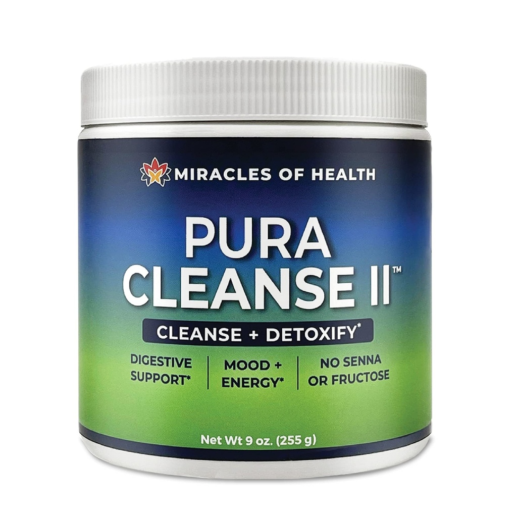 Pura Cleanse II Super Herb & Fiber Detox Drink - Daily Cleanse for The Colon, Lungs, Skin, and Kidneys - Made with 34 Ingredients, Soluable and Insoluable Fiber - 45 Day Supply