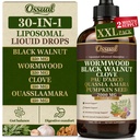 30-in-1 Liposomal Wormwood Black Walnut Clove Cleanse for Humans Tincture - Rapid Gut Cleanse & Digestive Support with PAU D'Arco Garlic Soursop Pumpkin Seed Oregano | High Absorption |4 Fl Oz (120mL)