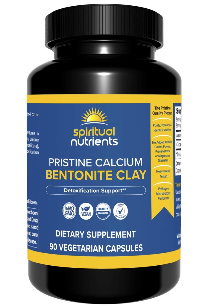 Pristine Calcium Bentonite Clay | Whole Body Detoxification, Featuring Calcium Aluminosilicate | Non-GMO, Vegan | 90 Capsules