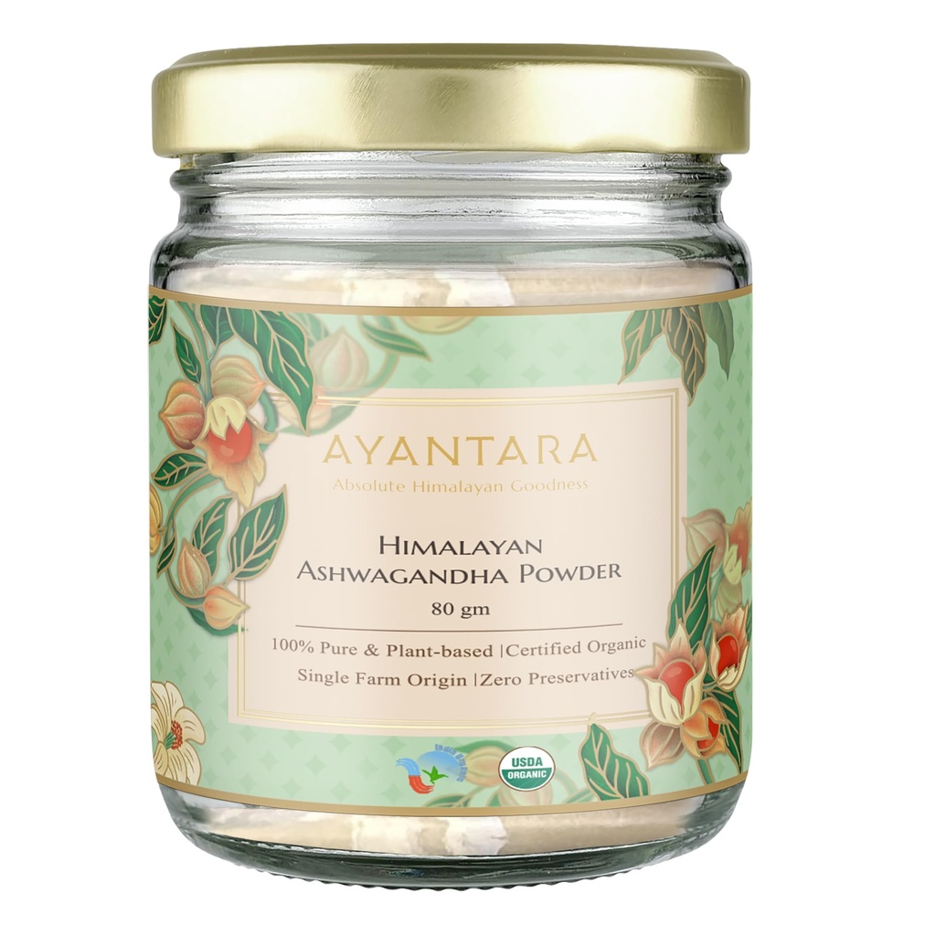Himalayan Ashwagandha Powder | 100% Natural & Organic | Powerful Adaptogen for Stress Relief, Strength & Immunity | Enhances Energy, Focus & Sleep | No Preservatives or Heavy Metals (80g)