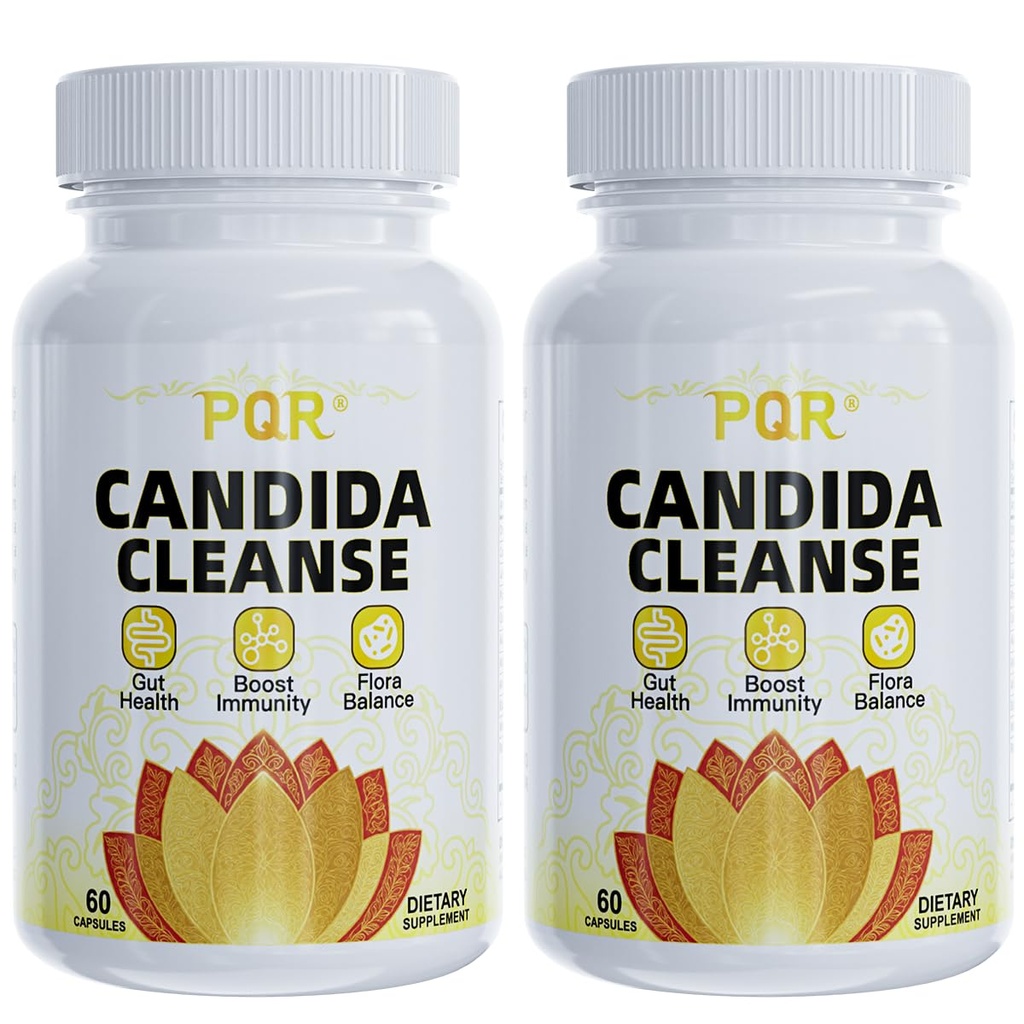 PQR Candida Cleanse - Gut & Colon Support, Natural Herbal Formula, Include Oregano Leaf, Wormwood, Black Walnut, Caprylic Acid-1, 120 Capsules