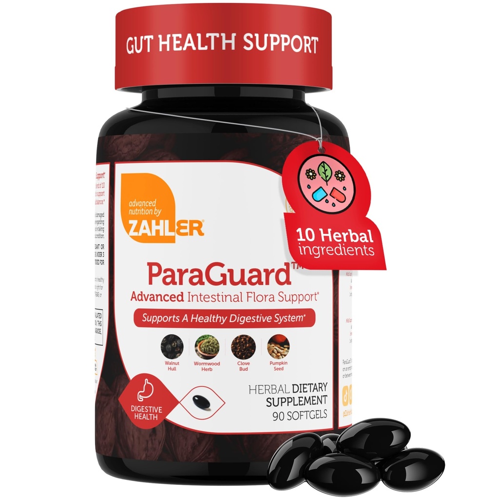 Zahler - ParaGuard Cleanse Softgels - Gut Health Detox Supplement - Formula has Wormwood, Garlic Bulb, Pumpkin Seed, Clove & More - Natural Cleanse Detox for Humans - Certified Kosher (90)